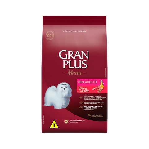 Gran Plus Menu Cães Adultos Mini Carne E Arroz 1kg