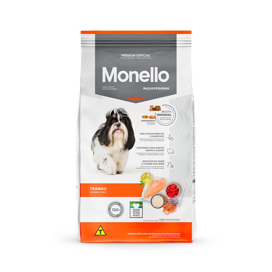 Ração Monello Dog para Cães Raças Pequenas Sabor Frango 1 Kg