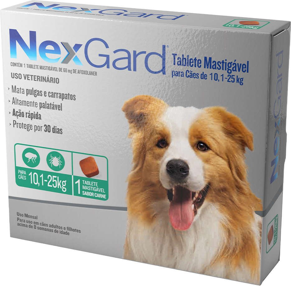 Nexgard Antipulgas E Carrapatos Para Cães De 10,1 A 25kg 3 Unidades