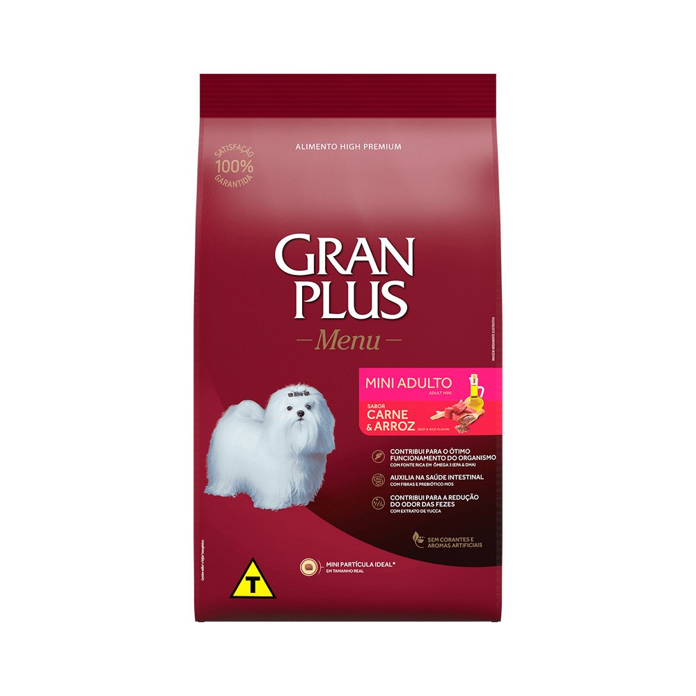 Gran Plus Menu Cães Adultos Mini Carne E Arroz 3kg