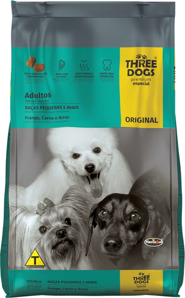 Three Dogs Original Adultos Raças Pequenas E Mini 10,1kg
